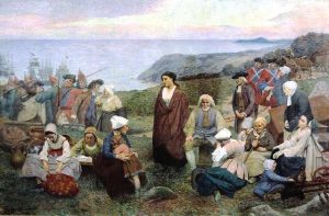 Peinture de la déportation des acadiens
