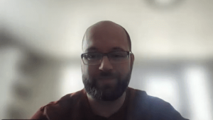 Capture d'écran de Gabriel Robichaud lors d'une visioconférence.